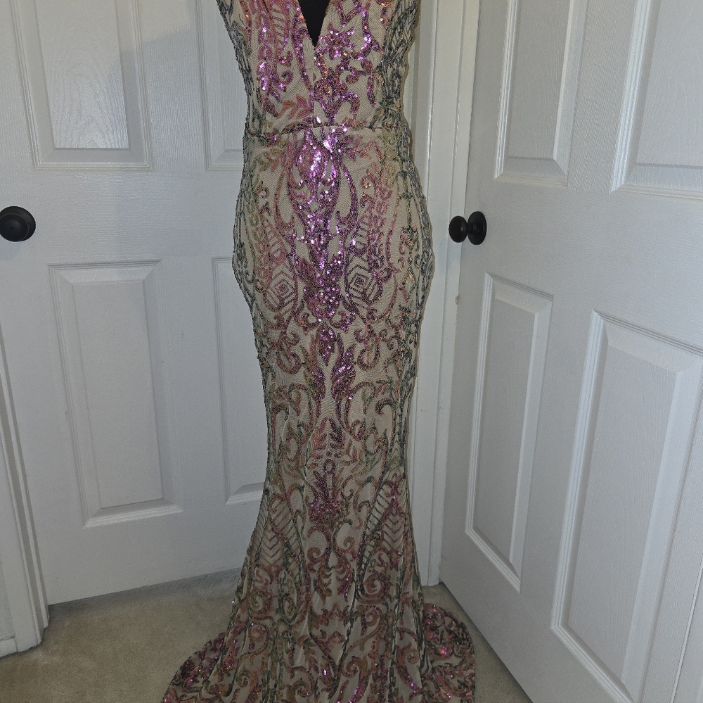 Floor Length Sequin Mermaid Style Formal Gown